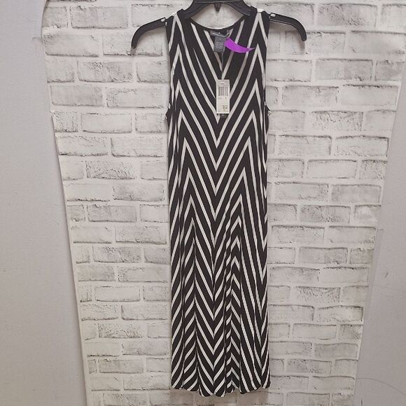 Chelsea & Theodore Black and White Sheath Midi Dress - Picture 1 of 4